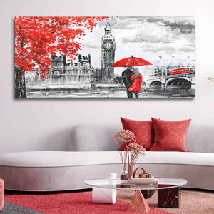 Couple in London City Canvas Wall Painting