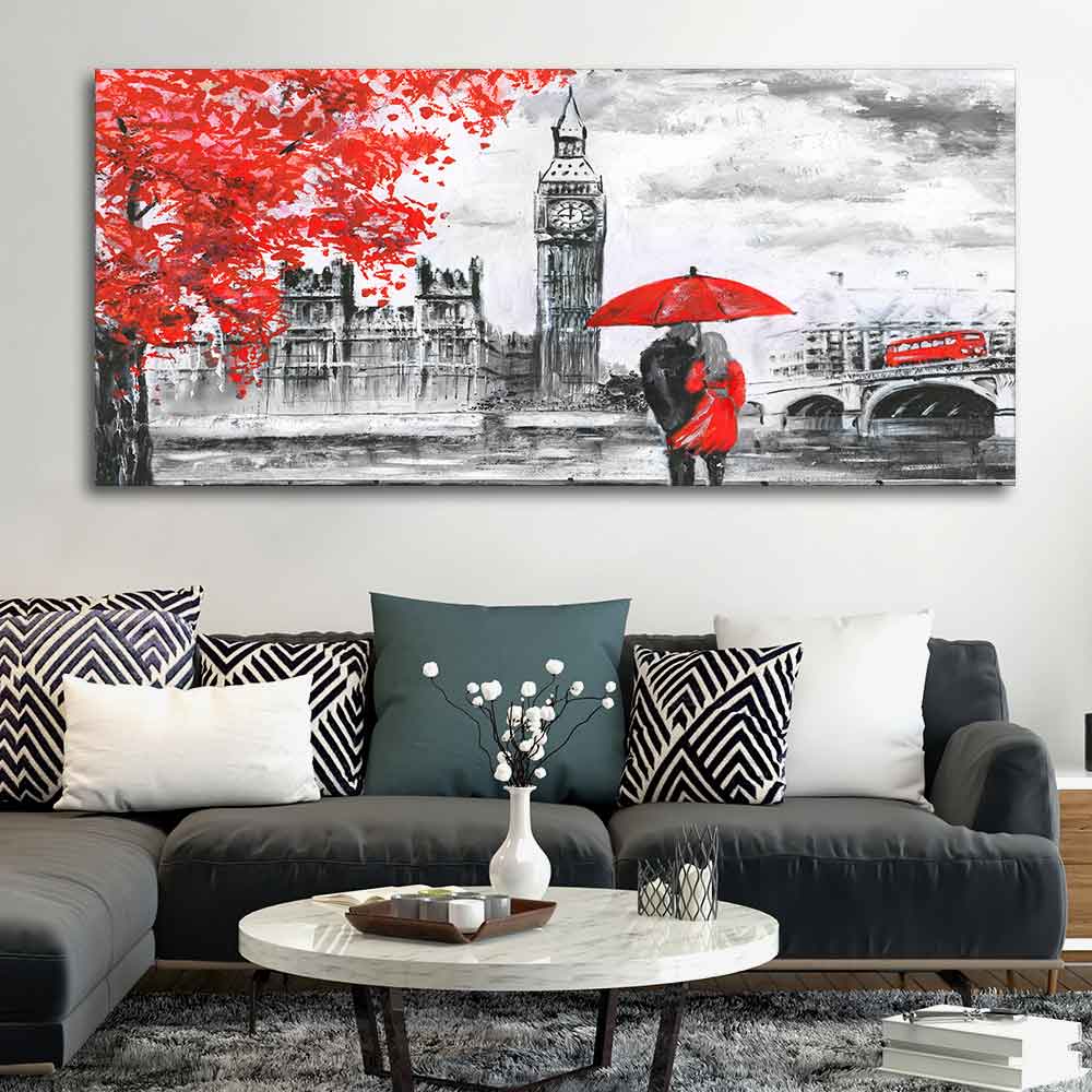 Couple in London City Canvas Wall Painting