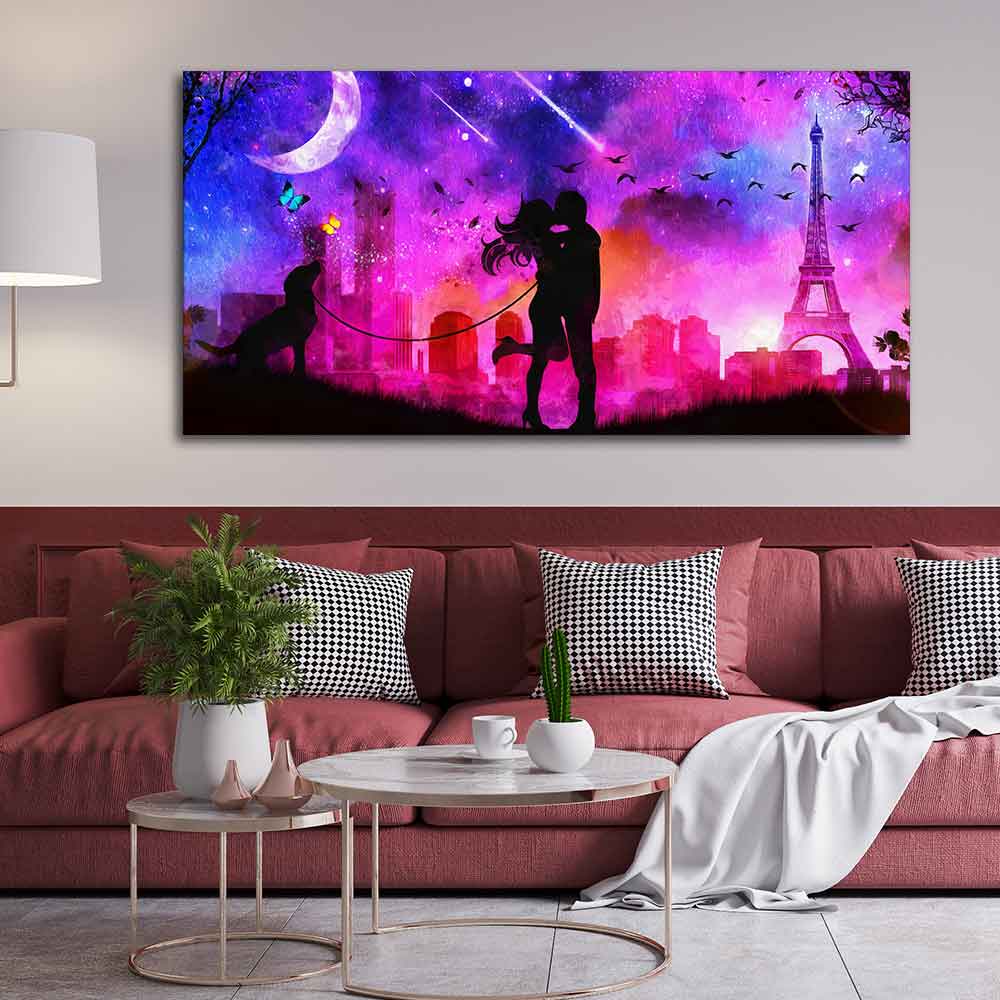 Couple Kissing Modern Abstract Art Wall Painting