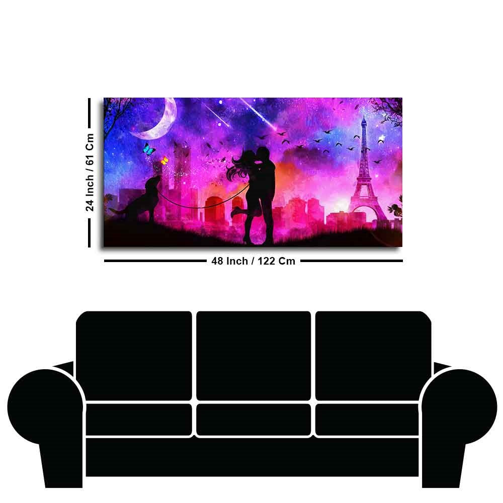 Couple Kissing Modern Abstract Art Wall Painting