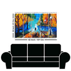 Couple Walking in City Park Canvas Wall Painting of 5 Pieces
