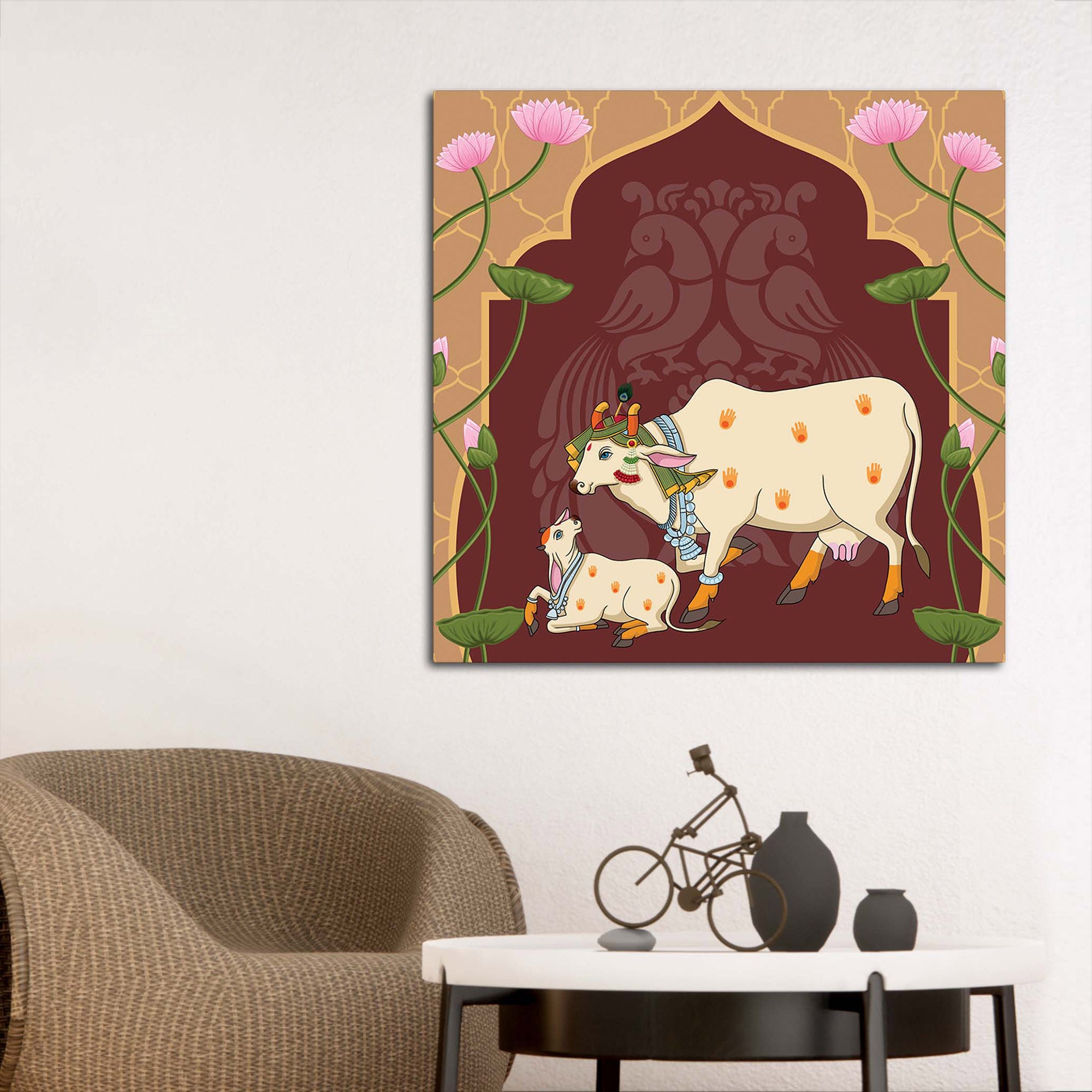 Cow Calf Traditional Pichwai Painting | Premium Indian Traditional Art
