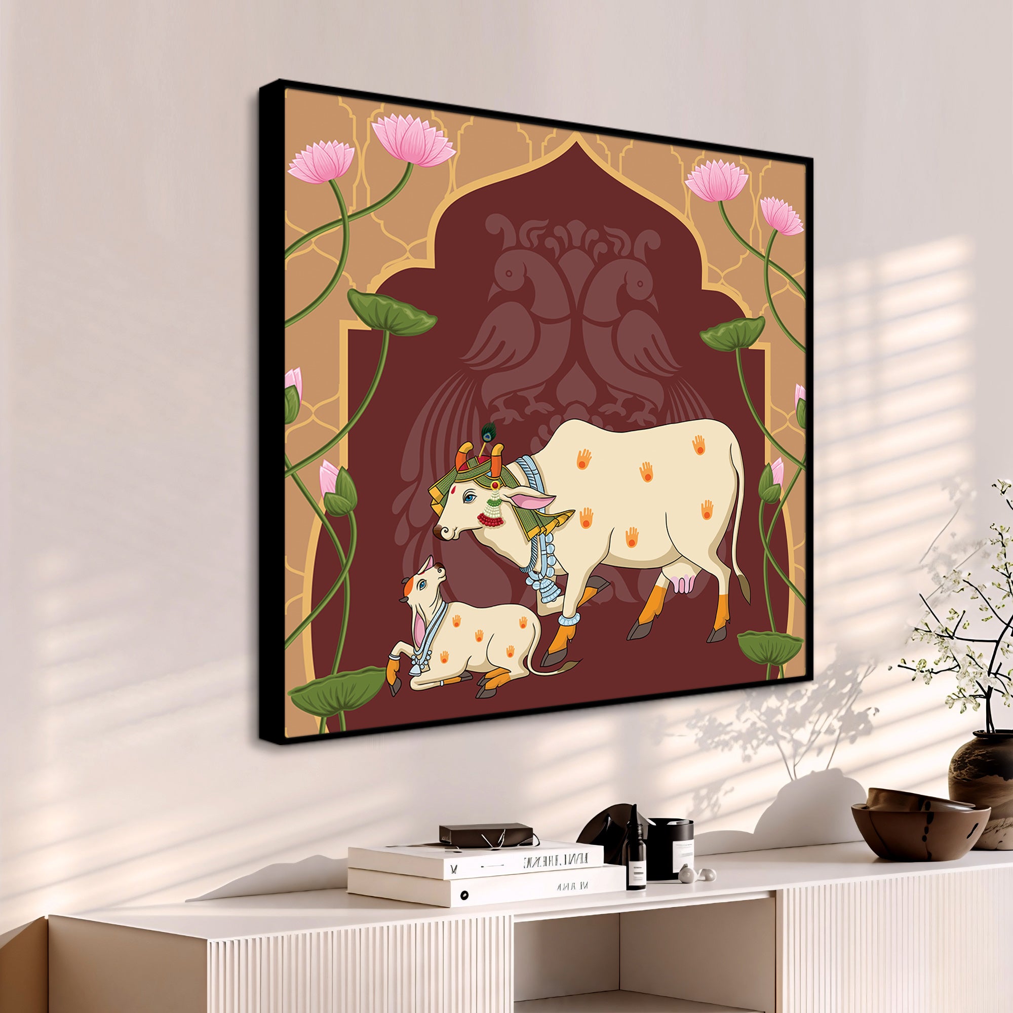 Cow Calf Traditional Pichwai Painting | Premium Indian Traditional Art