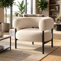 Cream Boucle Accent Lounge Chair with Rounded Backrest