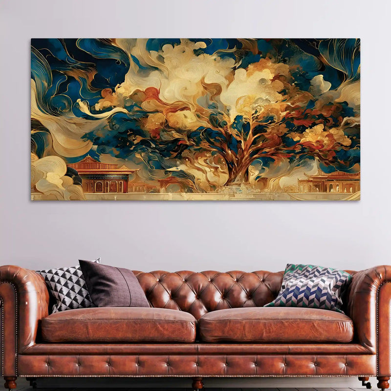 Creative Abstract Tree Canvas Wall Art Painting for Modern Interior Decor