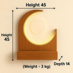 Crescent Moon Design Wall Mounted Wooden Temple for Home & Office