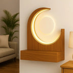 Crescent Moon Design Wall Mounted Wooden Temple for Home & Office