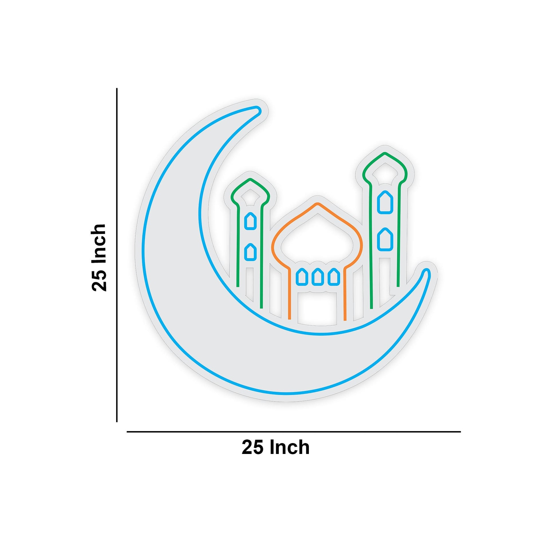 Crescent Moon with Mosque Neon Sign LED Light