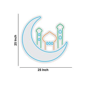 Crescent Moon with Mosque Neon Sign LED Light