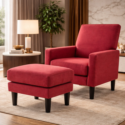 crimson-red-standard-velvet-comfy-accent-chair-with-footrest