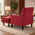 Crimson Red Standard Velvet Comfy Accent Chair with Footrest