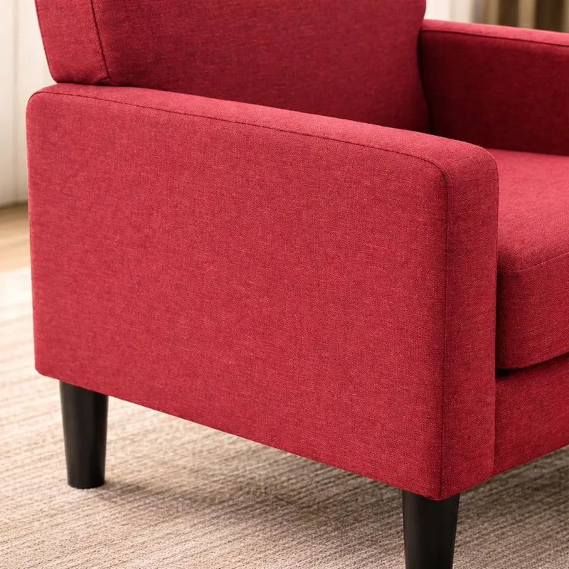 Crimson Red Standard Velvet Comfy Accent Chair with Footrest