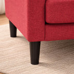 Crimson Red Standard Velvet Comfy Accent Chair with Footrest
