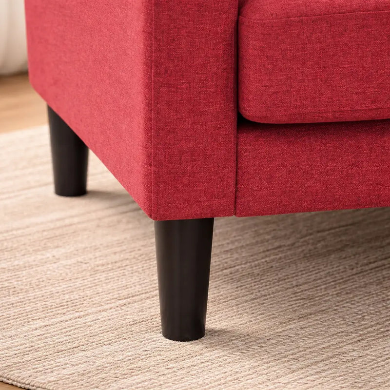 Crimson Red Standard Velvet Comfy Accent Chair with Footrest