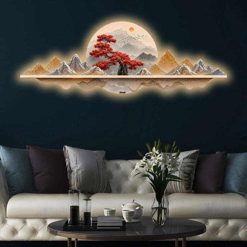 Crimson Tree Serenity Premium Crystal Glass Backlit LED Wall Art