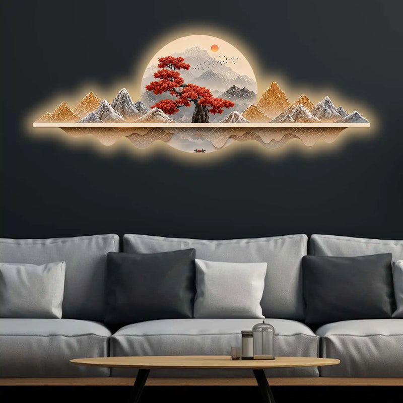 Crimson Tree Serenity Premium Crystal Glass Backlit LED Wall Art