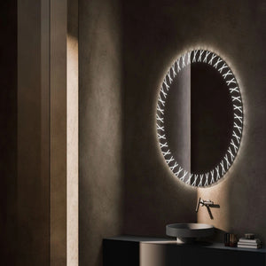 Cris Cross Designer Border Pattern LED Bathroom Mirror