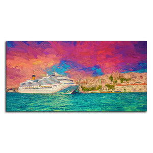 Cruise Ship at Harbour Premium Wall Painting