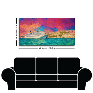 Cruise Ship at Harbour Premium Wall Painting