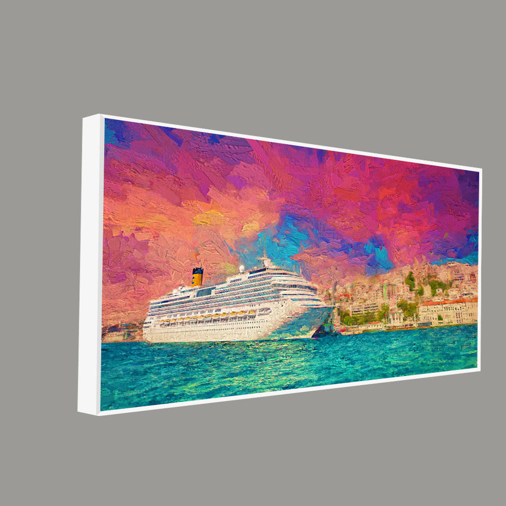 Cruise Ship at Harbour Premium Wall Painting