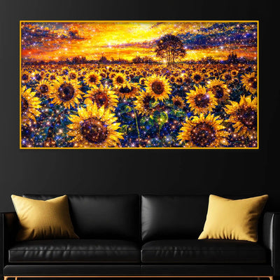 Crystal Glass Sunflower Sunset Wall Painting