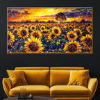 Crystal Glass Sunflower Sunset Wall Painting