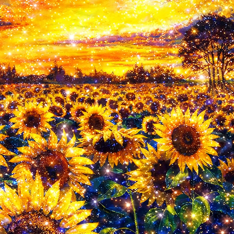 Crystal Glass Sunflower Sunset Wall Painting