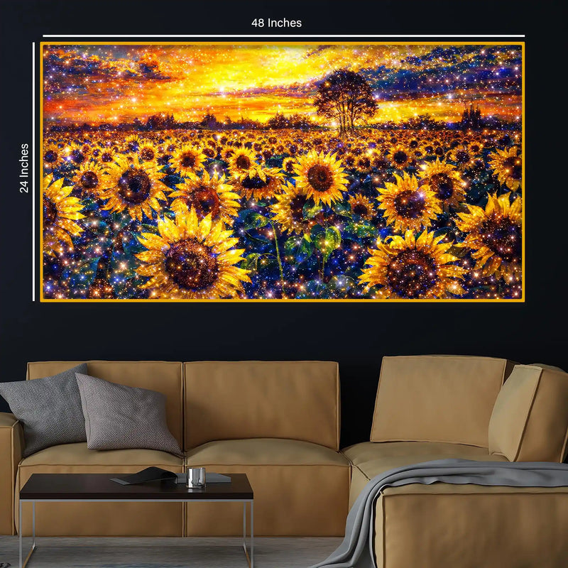 Crystal Glass Sunflower Sunset Wall Painting
