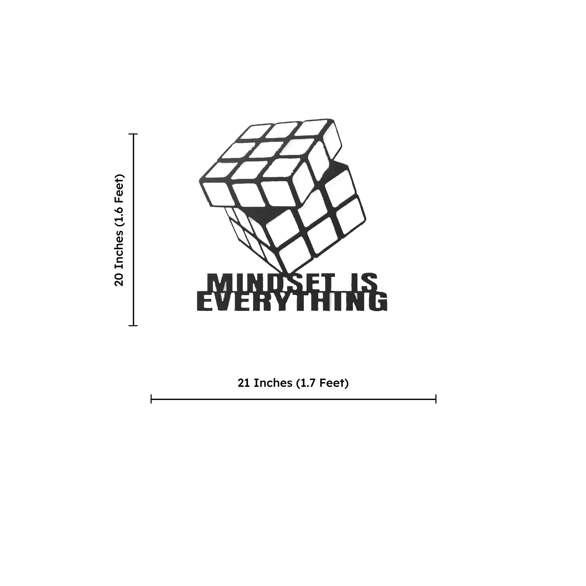 Cube Design With Mindset Text Metal Art Wall Decor