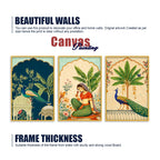 Cultural Indian Floral Canvas Wall Painting Set of Three