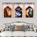 Cultural Indian Krishna Canvas Wall Painting Set of Three