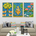 Cultural Indian Pichwai Canvas Wall Painting Set of Three
