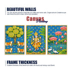 Cultural Indian Pichwai Canvas Wall Painting Set of Three