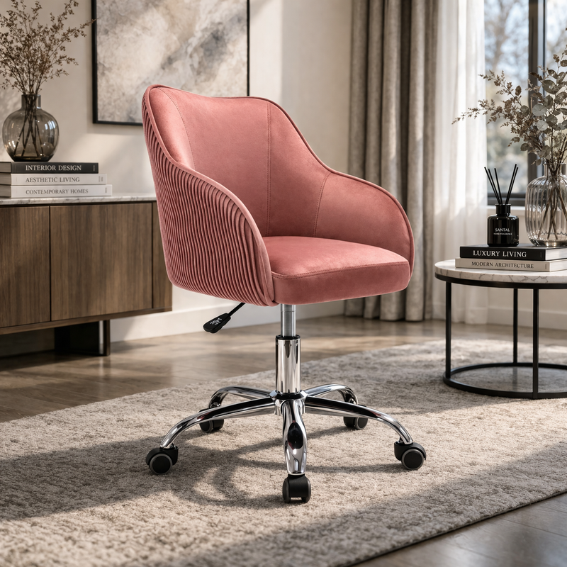 curved-arm-pink-velvet-office-chair-for-comfort-and-style