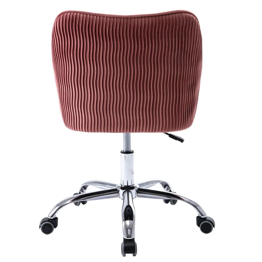 Curved Arm Pink Velvet Office Chair for Comfort and Style