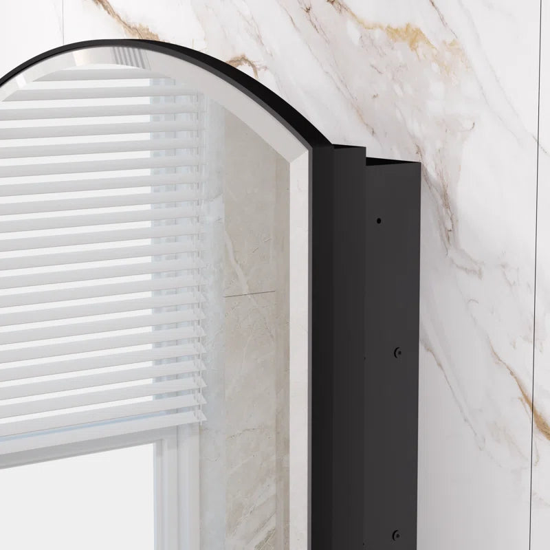 Curved Design Mirror Cabinet with Side Storage Shelves