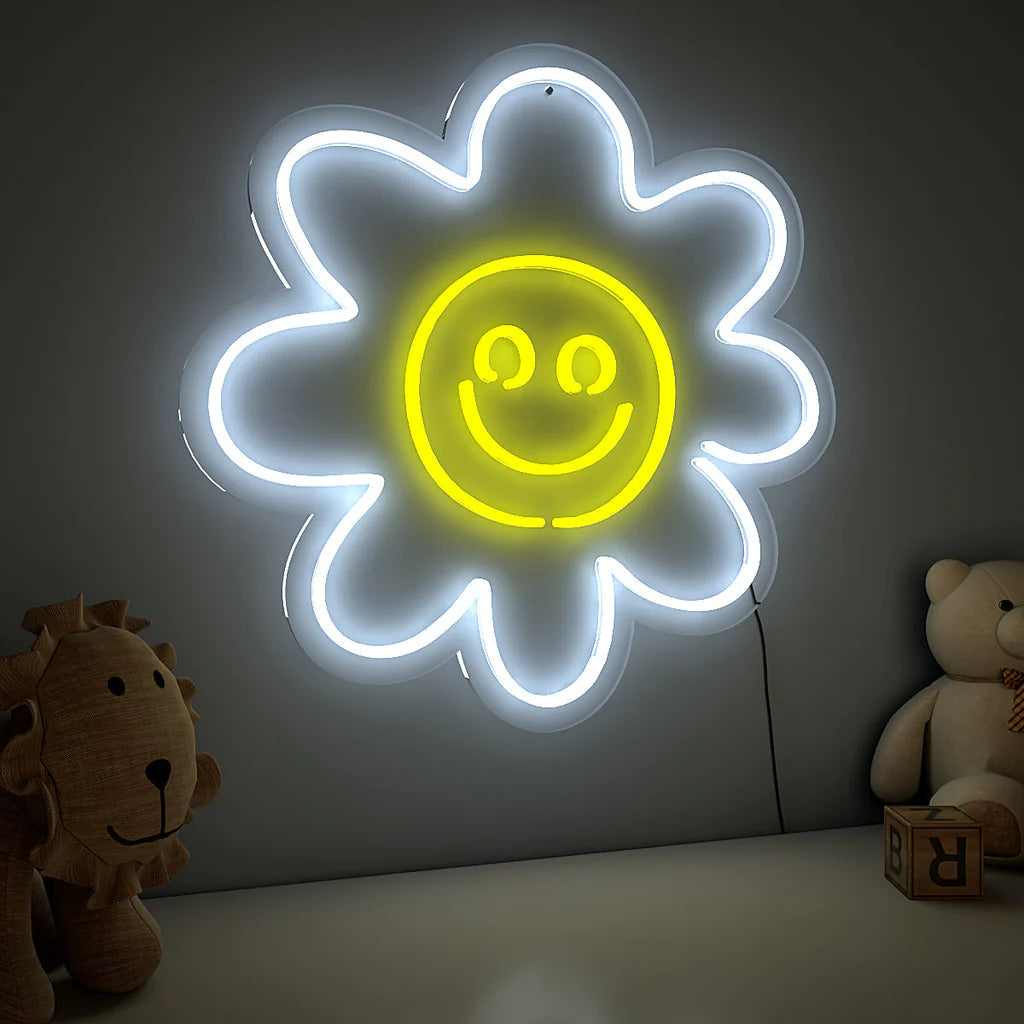 Cute Smiley Yellow Sunflower LED Neon Light