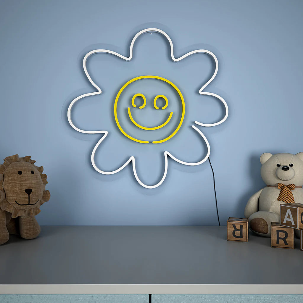 Cute Smiley Yellow Sunflower LED Neon Light