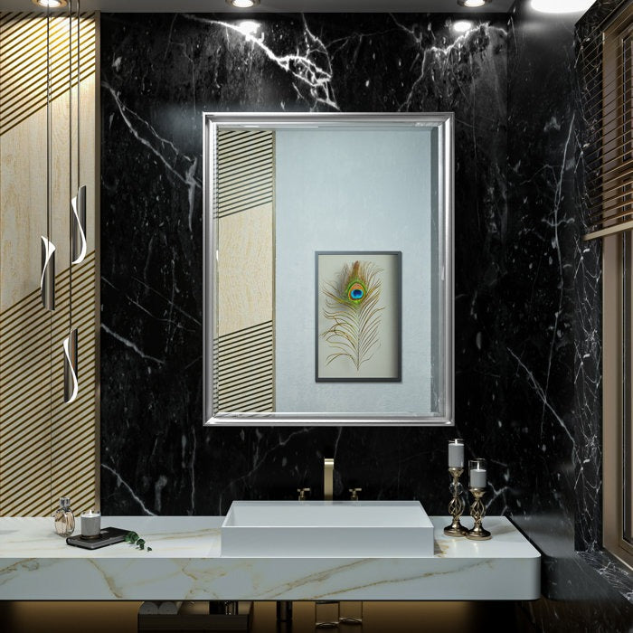 Cyrille Modern Recessed or Surface Mount Silver Mirror Cabinet
