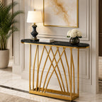 D-End Black Marble Gold Designer Base Console Table