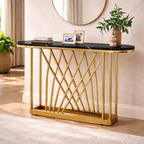 D-End Black Marble Gold Designer Base Console Table