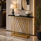 D-End Black Marble Gold Designer Base Console Table