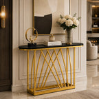 D-End Black Marble Gold Designer Base Console Table