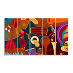 Dance & Music Instruments Canvas Wall Painting Set of Five