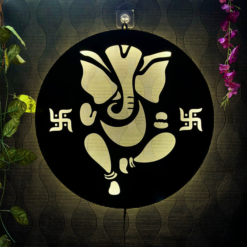 Dancing Ganesha with Swastik LED Wall Hanging for Wall Decor
