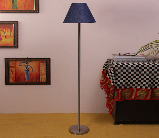 Dark Blue Color Decorative Conical Designer Steel Floor Lamp