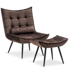Dark Chocolate Leatherette Finish Accent Chair with Footrest & Cushion