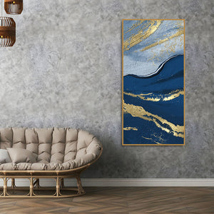 Dark Mountains and Golden Pattern Premium Canvas Wall Painting