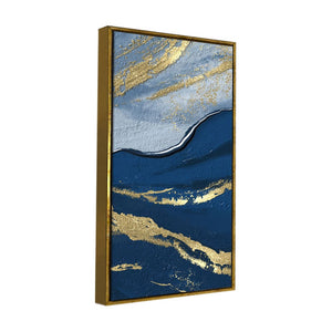 Dark Mountains and Golden Pattern Premium Canvas Wall Painting