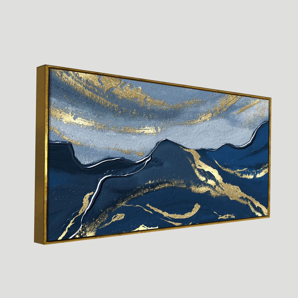 Dark Mountains and Golden Sky Premium Canvas Wall Painting